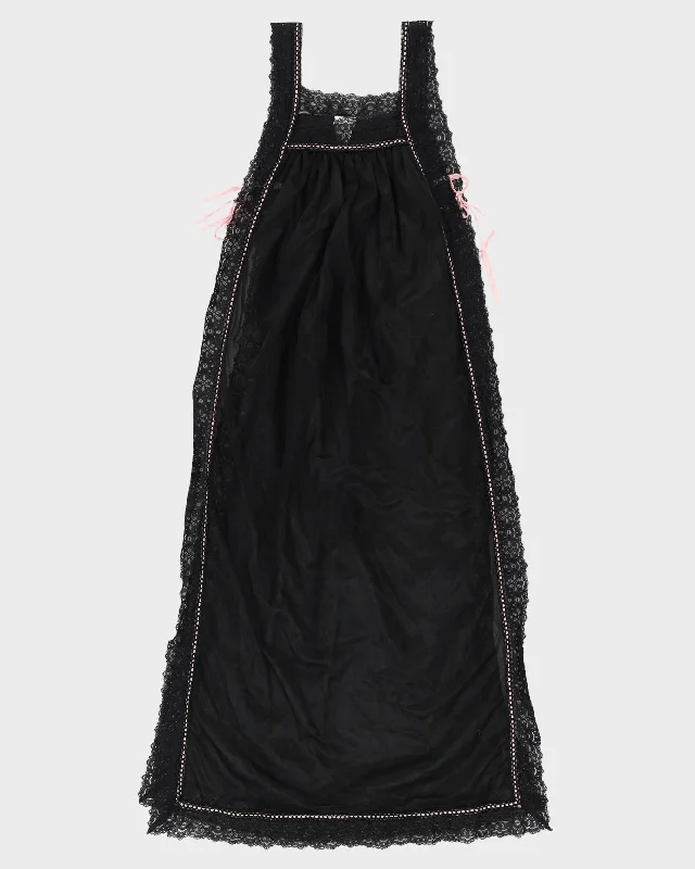 1990s Black Lace Tabard Slip Dress - S
