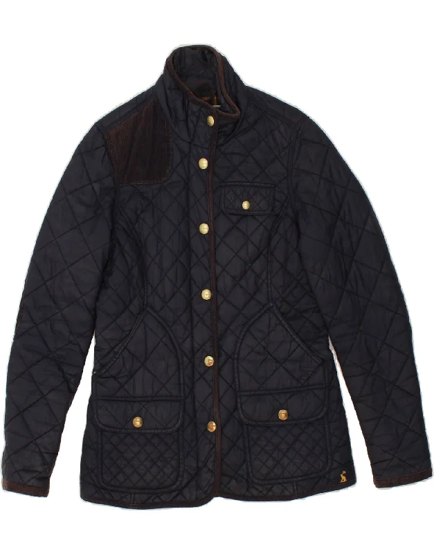 JOULES Womens Quilted Jacket UK 8 Small Navy Blue Polyamide Fitted Jacket Loose Jacket Oversized Jacket