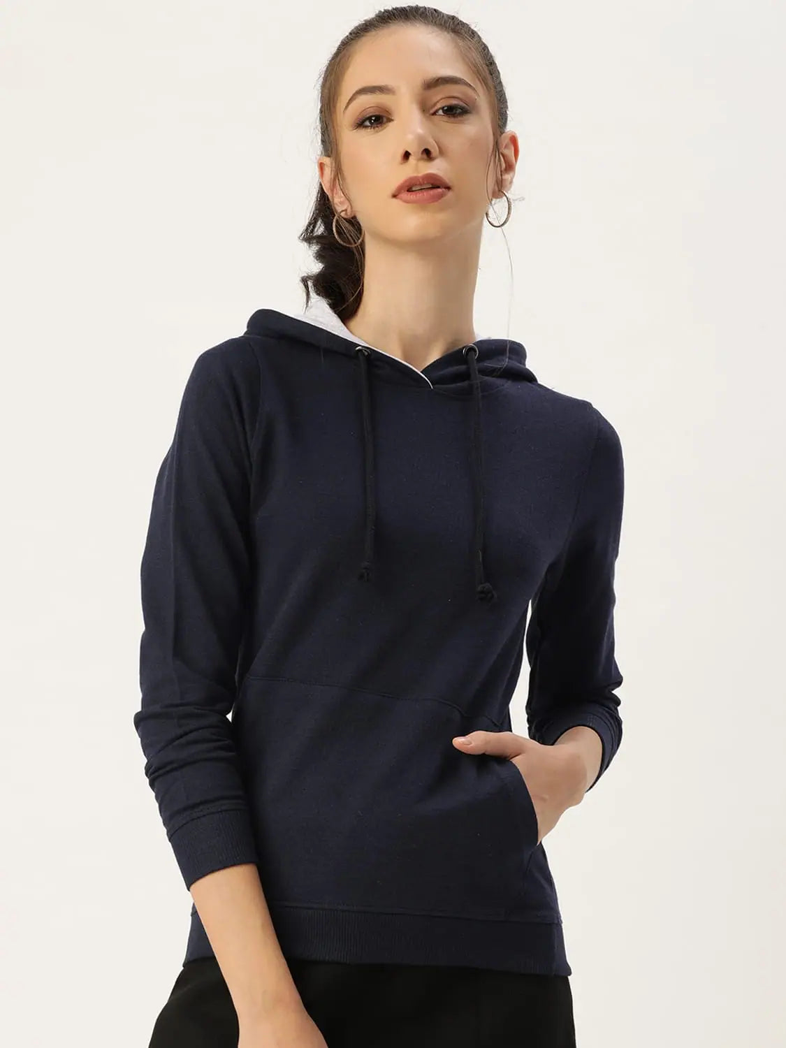Women Solid Navy Full Sleeve Jacket Nylon Fabric Polyester Fabric Spandex Fabric