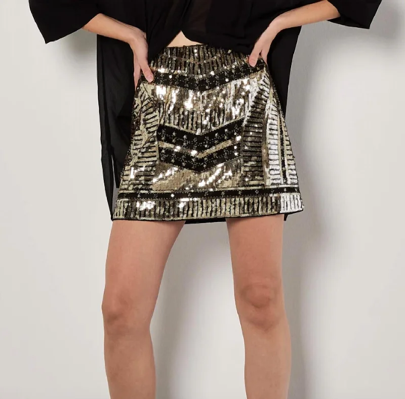 Sequin Skirt Black Gold denim skirt stylish
