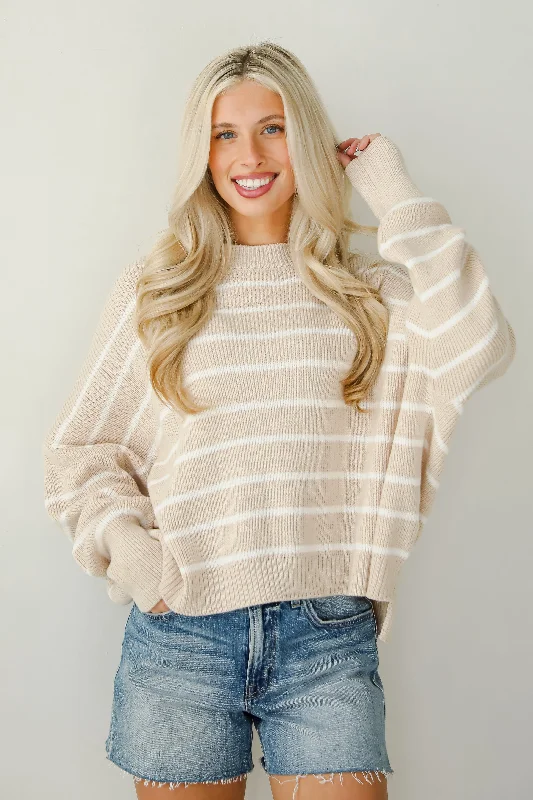 Sweetest Comfort Striped Sweater Boat Neck Shawl Collar Notched Collar