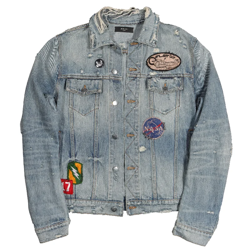 Distressed Denim Trucker Jacket Fitted Jacket Loose Jacket Oversized Jacket