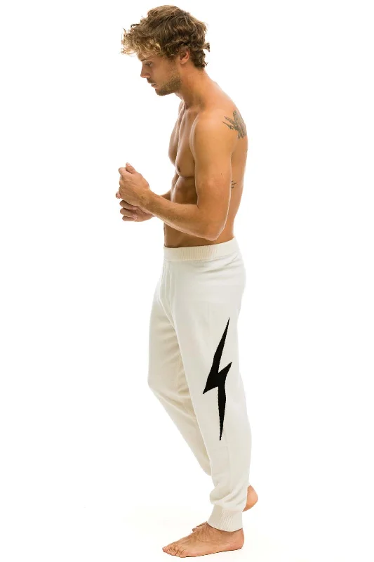MEN'S BOLT CASHMERE LIGHT SWEATER PANT	- VINTAGE WHITE // BLACK BOLT Velvet Chenille Corduroy