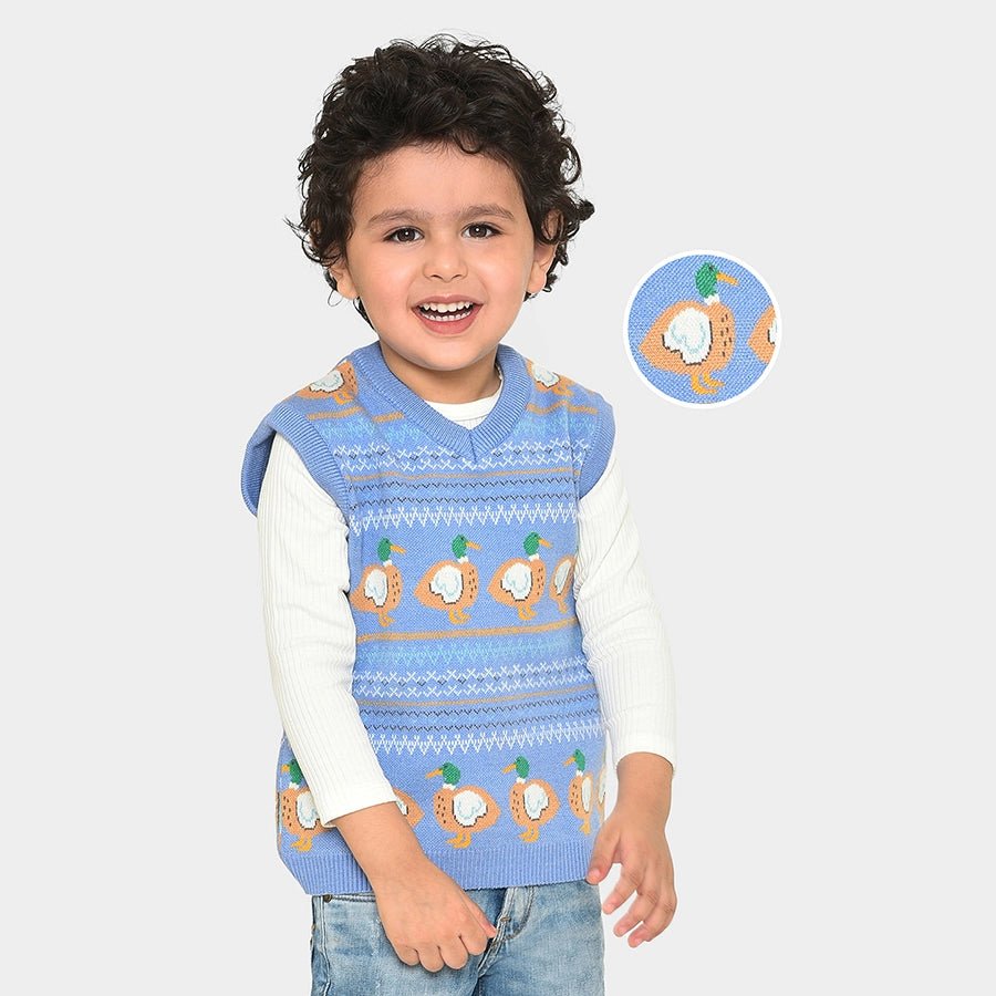Farm Friends Blue Knitted Sweater Thin Thick Dense