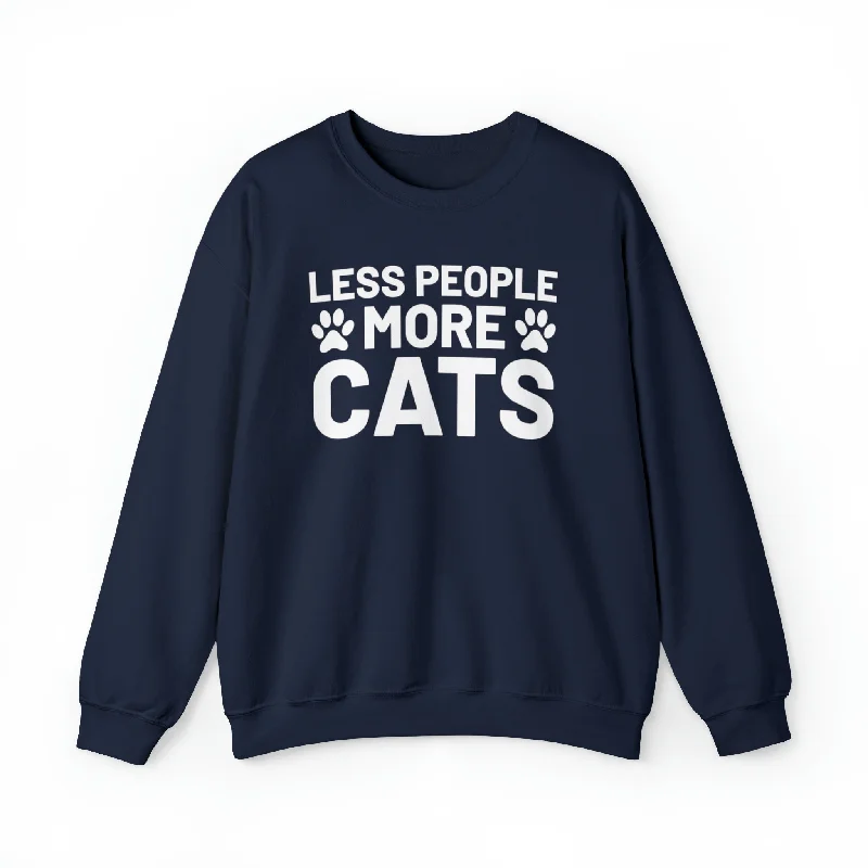 Less People More Cats Crewneck Sweatshirt Hoodie with Gradient Ombre Colorful