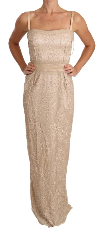Dolce & Gabbana  Strapless Lace Dress Beige