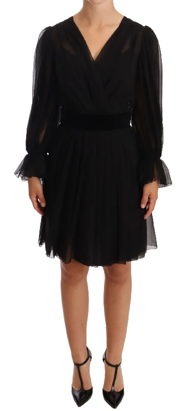 Dolce & Gabbana Elegant V-Neck Silk Blend Mini Women's Dress
