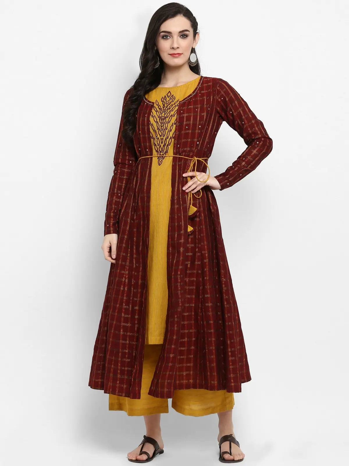 Handloom Embroidered Top With Jacket And Pants Elasticated Jacket Padded Jacket Insulated Jacket