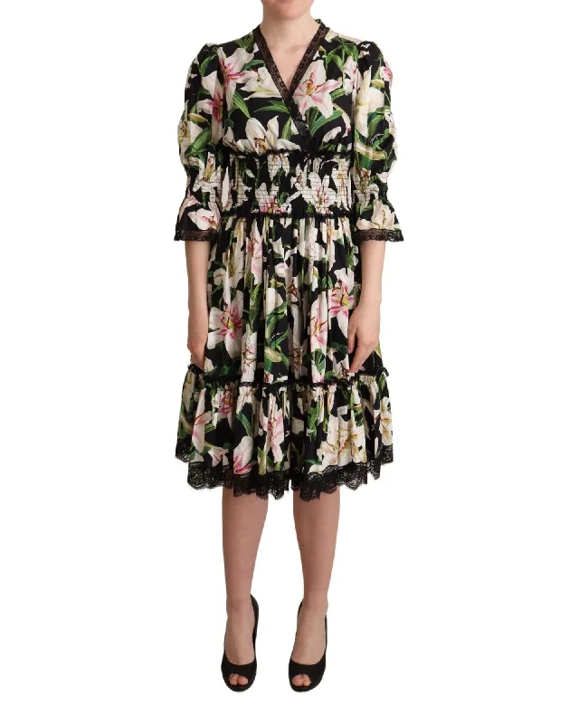 Dolce & Gabbana  Lily Print Silk Dress