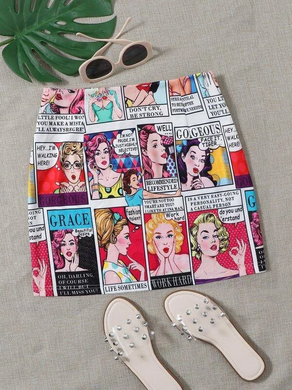 Pop Art Print Skirt lace skirt romantic