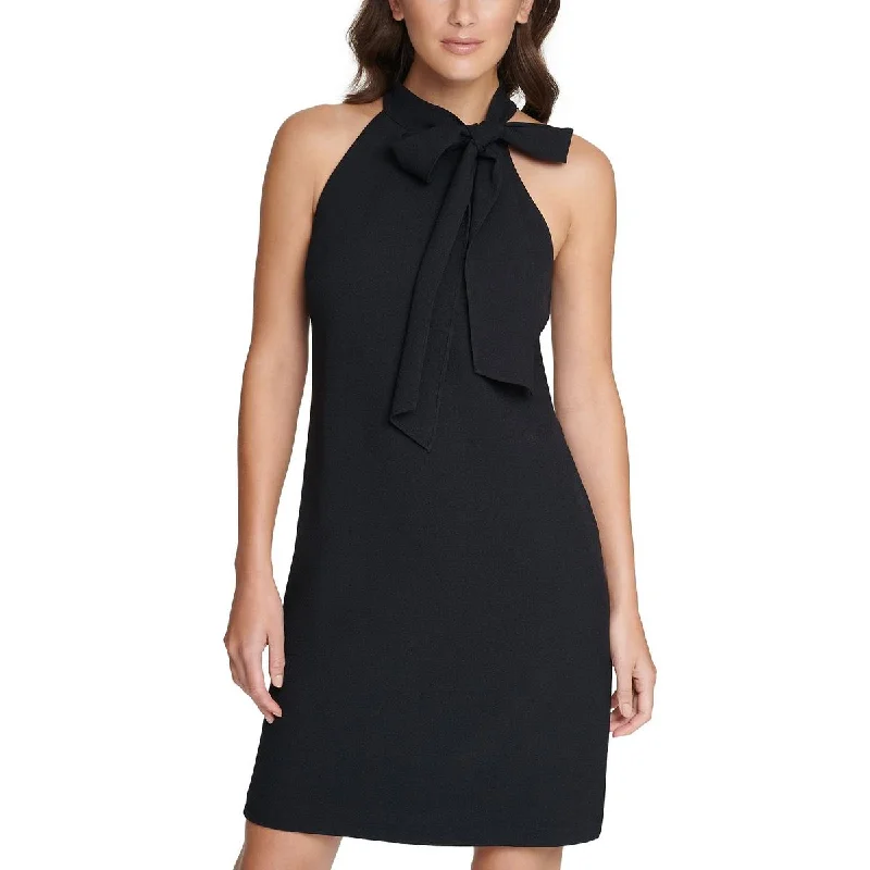 Womens Tie Neck Short Halter Dress