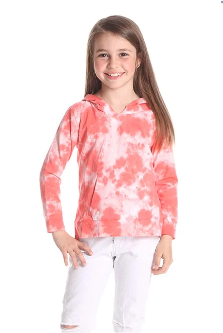 Girls Coral Tie Dye Hoodie Hoodie with Sequins Glamorous Eye-catching