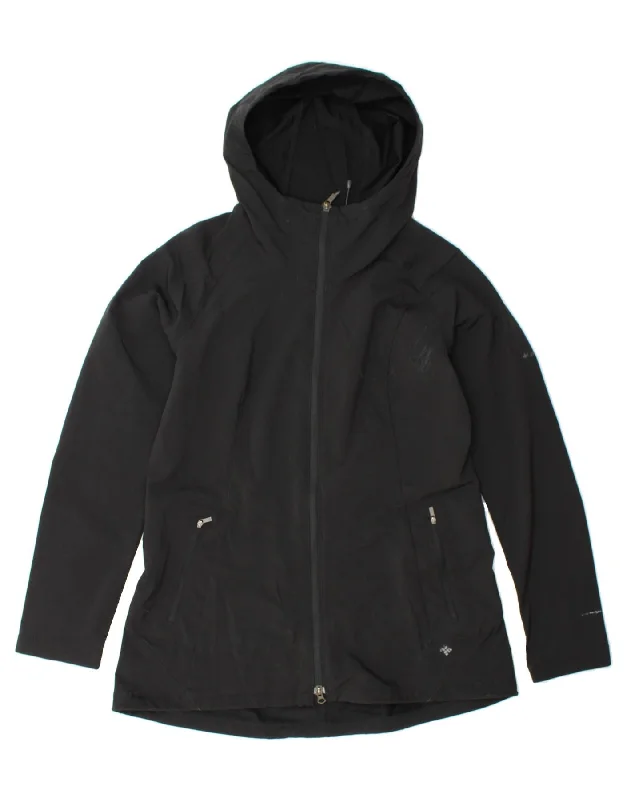 COLUMBIA Womens Hooded Windbreaker Jacket UK 16 Large Black Polyester Satin Fabric Silk Fabric Chiffon Fabric