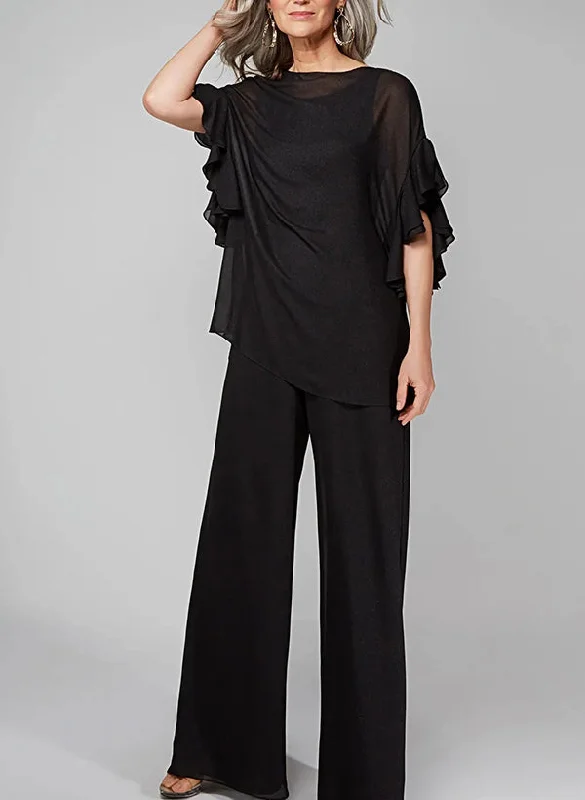 Jumpsuits Scoop Half Sleeves Chiffon Mother Of The Bride Pantsuits Comfy High-Waist Jeans Jumpsuits Scoop Half Sleeves Chiffon Mother Of The Bride Pantsuits Comfy High-Waist Jeans