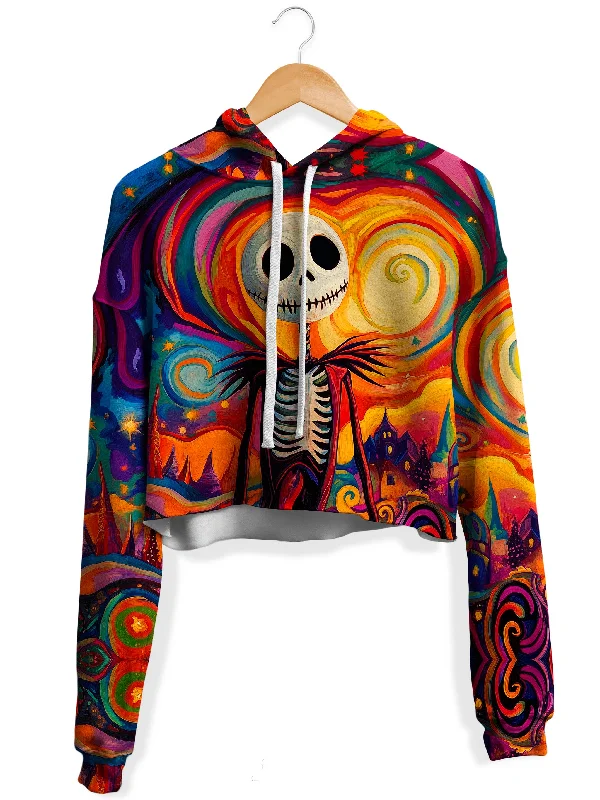 Jack's Cosmic Dream Fleece Crop Hoodie Hoodie with Tied Waist Feminine Flattering