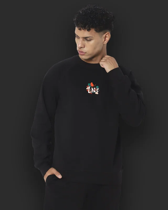 Valentine HW Crew Sweatshirt: Black Hoodie with Strings Custom Fit Adjustable