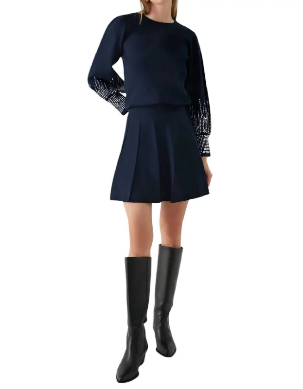 Anya K. Skirt In Navy velvet skirt rich