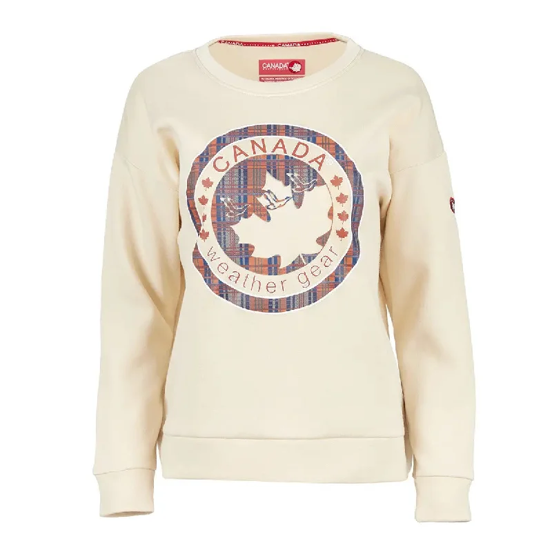 Canada Weather Gear Women's Logo Printed Crewneck Fleece Sweatshirt by PROOZY Graphic Hoodie Design Print