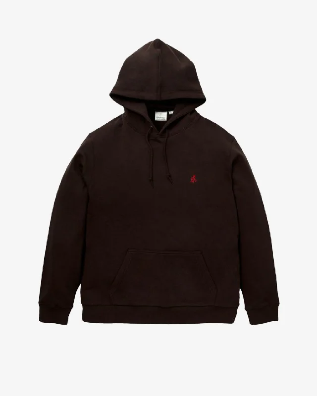 One Point Hooded Sweatshirt Dark Brown Hoodie with Pattern Geometric Abstract