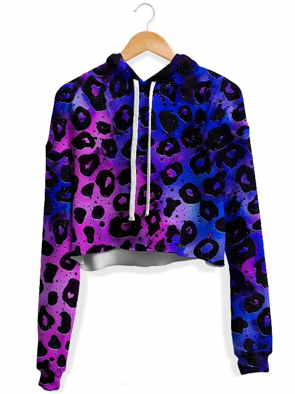 Wild Midnight Fleece Crop Hoodie Hoodie with Drawstring Waist Adjustable Fitted