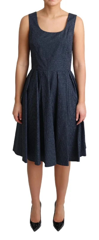 Dolce & Gabbana Elegant Polka-Dotted Blue A-Line Women's Dress
