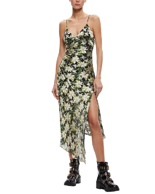 Alice + Olivia Shawna Silk-Blend Slip Dress