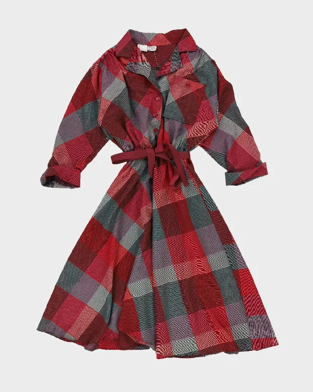 Burgundy Patterned Tea Dress - M