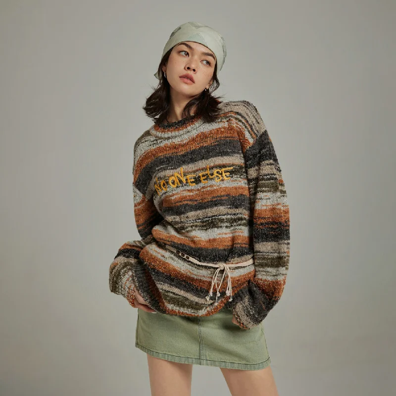 Mixed Color Blur Stripes Knit Sweater Cotton Fabric Linen Fabric Terry Fabric