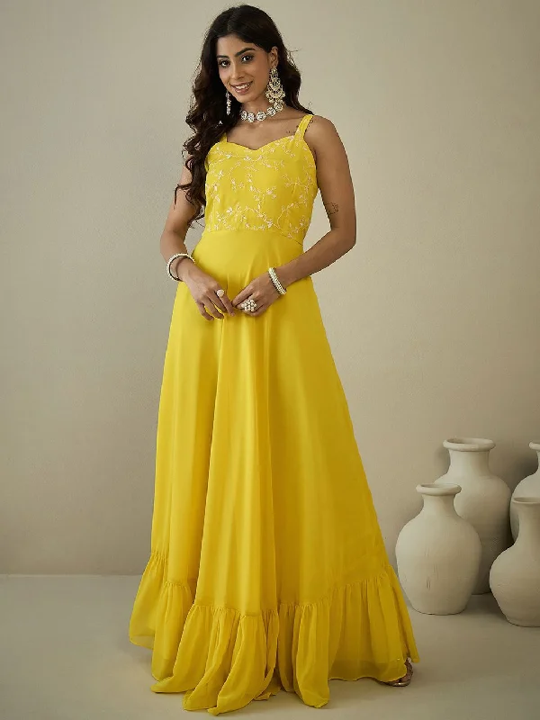 Inddus Embroidered Maxi Ethnic Dress