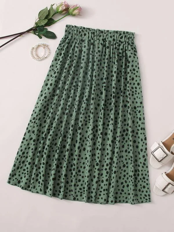 Dalmatian Print Flared Midi Skirt midi skirt versatile