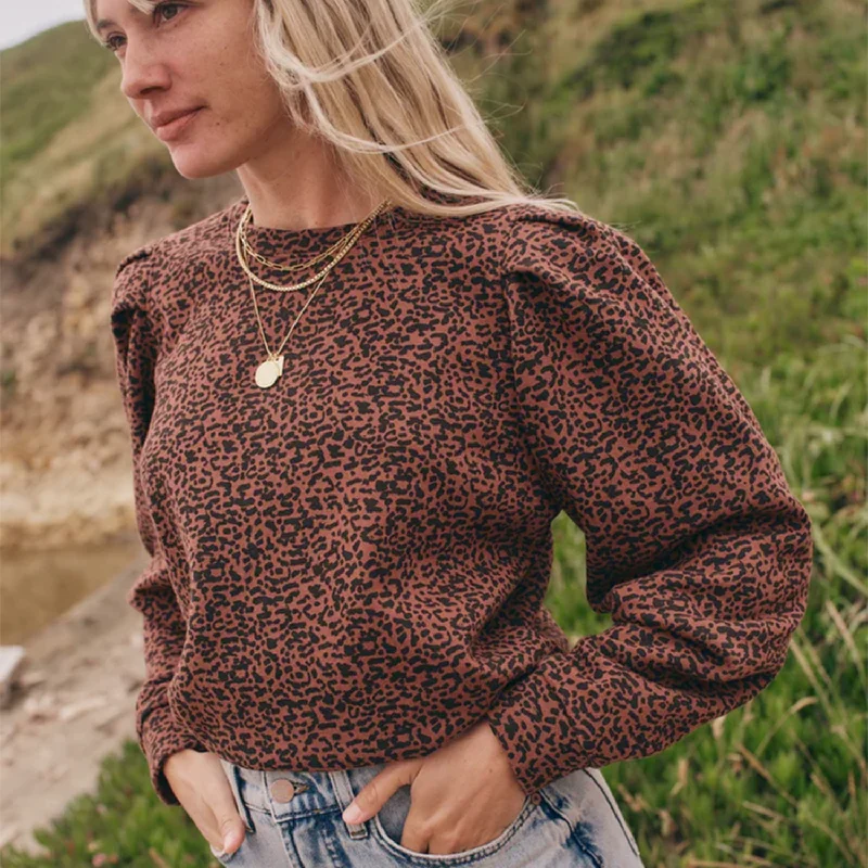 Enya Puff Sleeve Sweatshirt Hoodie with Metallic Shiny Futuristic