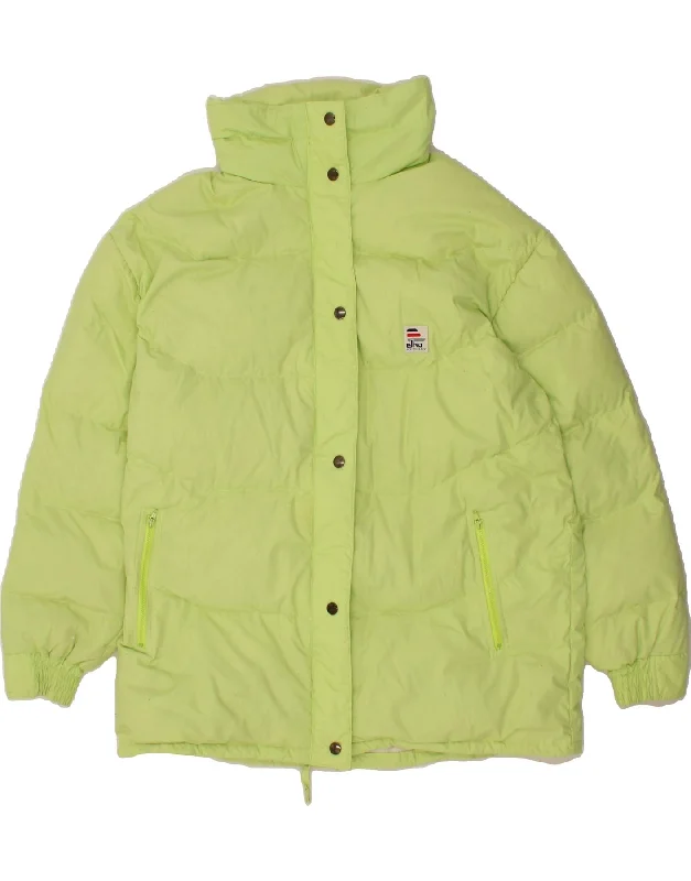 ELHO Womens Padded Jacket IT 46 Large Green Polyester Herringbone Jacket Checkered Jacket Solid Jacket
