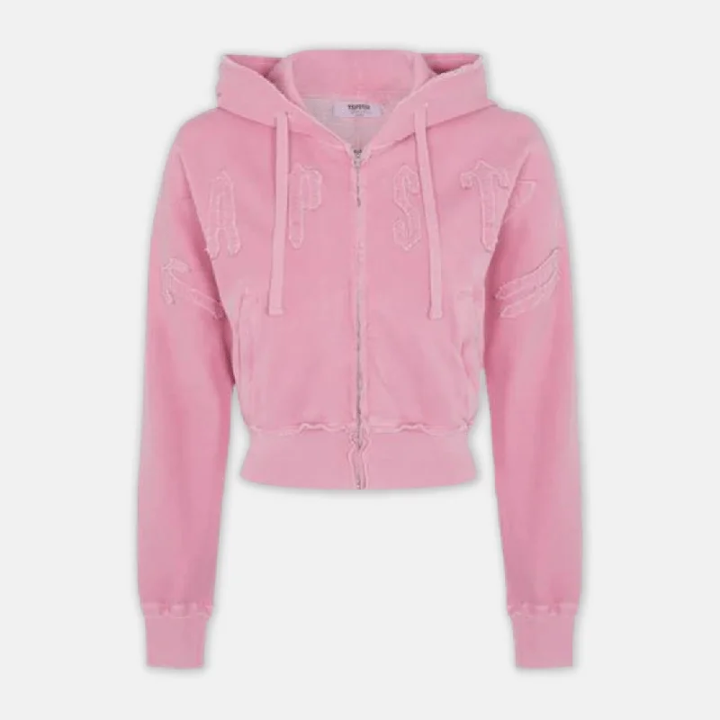 Trapstar Women's Irongate Cropped Batwing Hoodie - Washed Pink Hoodie with Elastic Waist Stretchable Comfortable Trapstar Women's Irongate Cropped Batwing Hoodie - Washed Pink Hoodie with Elastic Waist Stretchable Comfortable