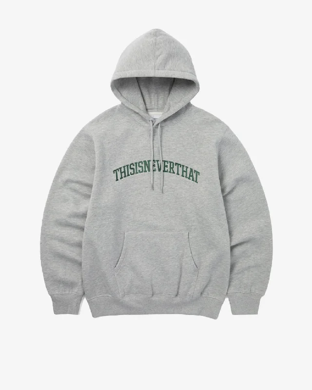 Arch-Logo Hoodie Heather Grey Hoodie with Thumb Holes Functional Cozy