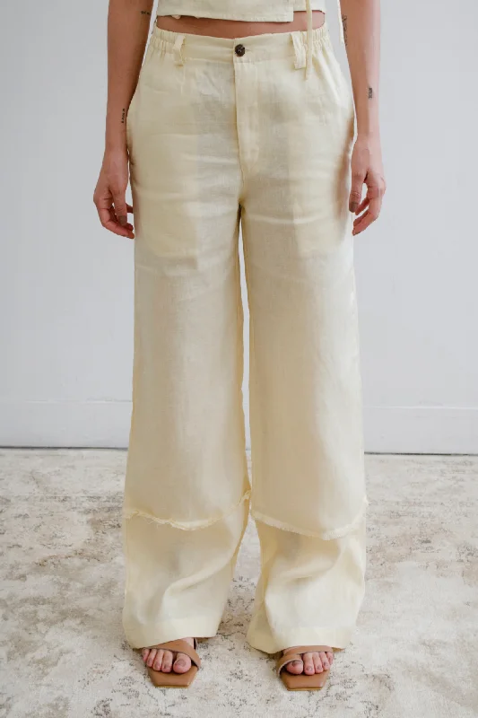 Roca Linen Pant | Butter Yellow High-Waist Jogger Pants