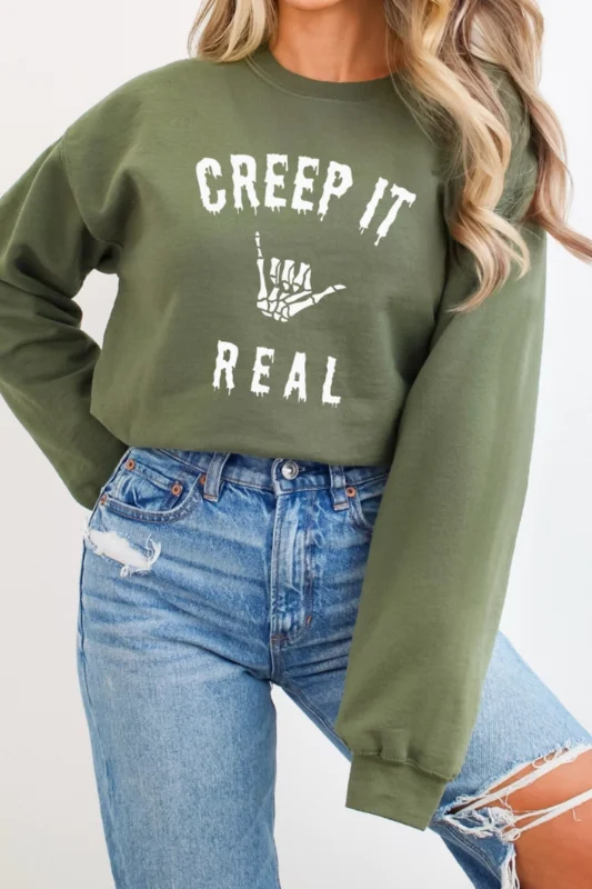 Creep It Real Sweatshirt Hoodie with Double Zipper Versatile Adjustable
