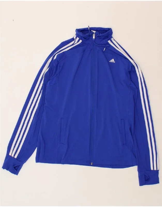 ADIDAS Womens Climacool Tracksuit Top Jacket UK 16/18 Large Blue Polyester Fleece Fabric Down Fabric Feather Fabric