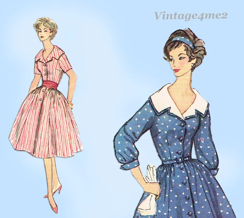 Simplicity 2906: 1950s Uncut Misses Shirtwaist Dress 36B Vintage Sewing Pattern Tunics Bridal satin