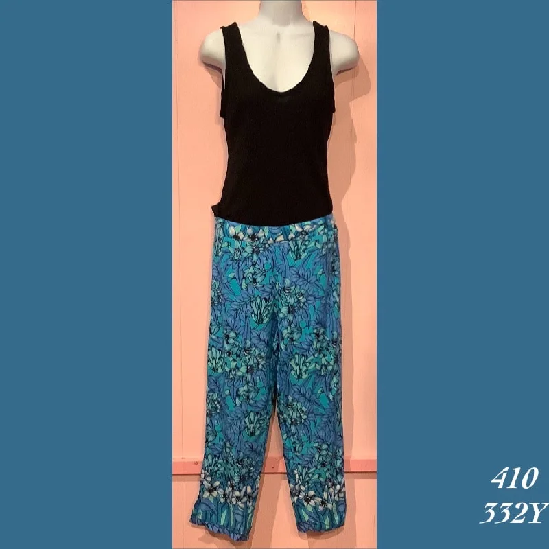 410X - 332Y , Elastic back capri pant plus size Casual Drawstring Pants