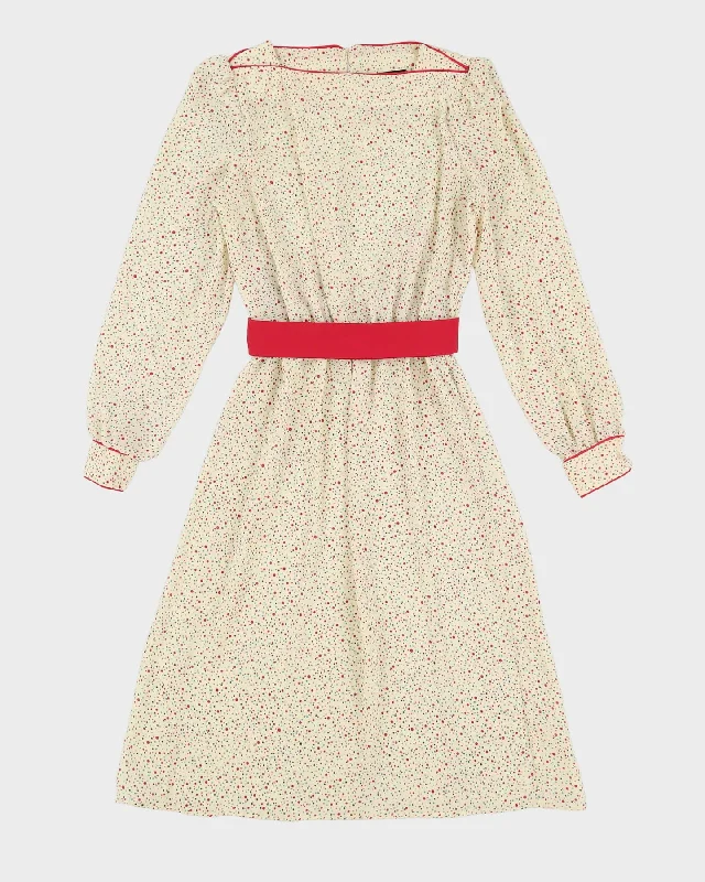 Vintage 1990s Cream Spotted Tea Dress - S