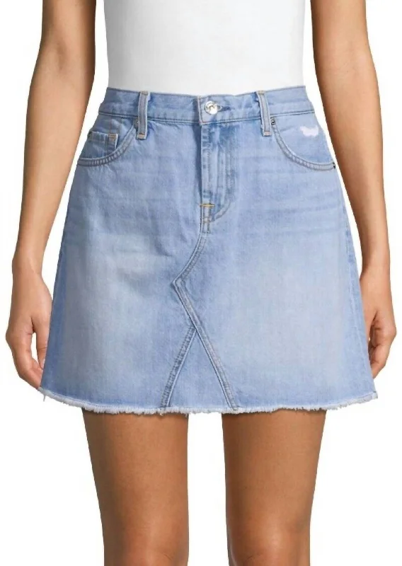 Denim Frayed Hem Santa Cruz Mini Skirt In Blue leather skirt durable