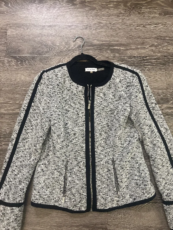 Calvin Klein Tweed Zip Up Jacket (Size 8) Cotton Jacket Linen Jacket Terry Jacket