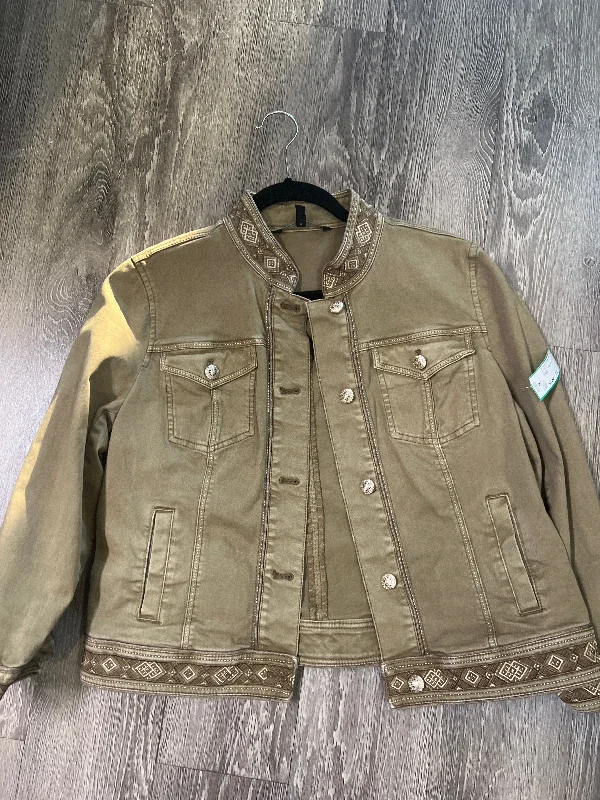 WHBM Tribal Trim Denim Jacket (Size 12) Nylon Fabric Polyester Fabric Spandex Fabric