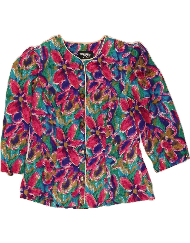 VINTAGE Womens 3 Button Blazer Jacket UK 18 XL  Multicoloured Floral Striped Jacket Polka Dot Jacket Floral Jacket