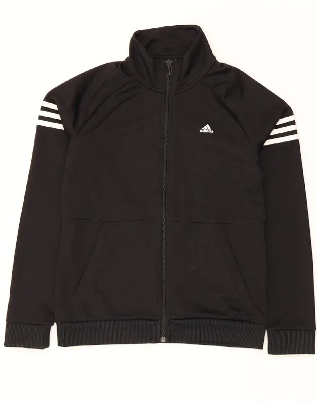 ADIDAS Womens Climalite Tracksuit Top Jacket UK 8/10 Small Black Polyester V-Neck Jacket Boat Neck Jacket Square Neck Jacket