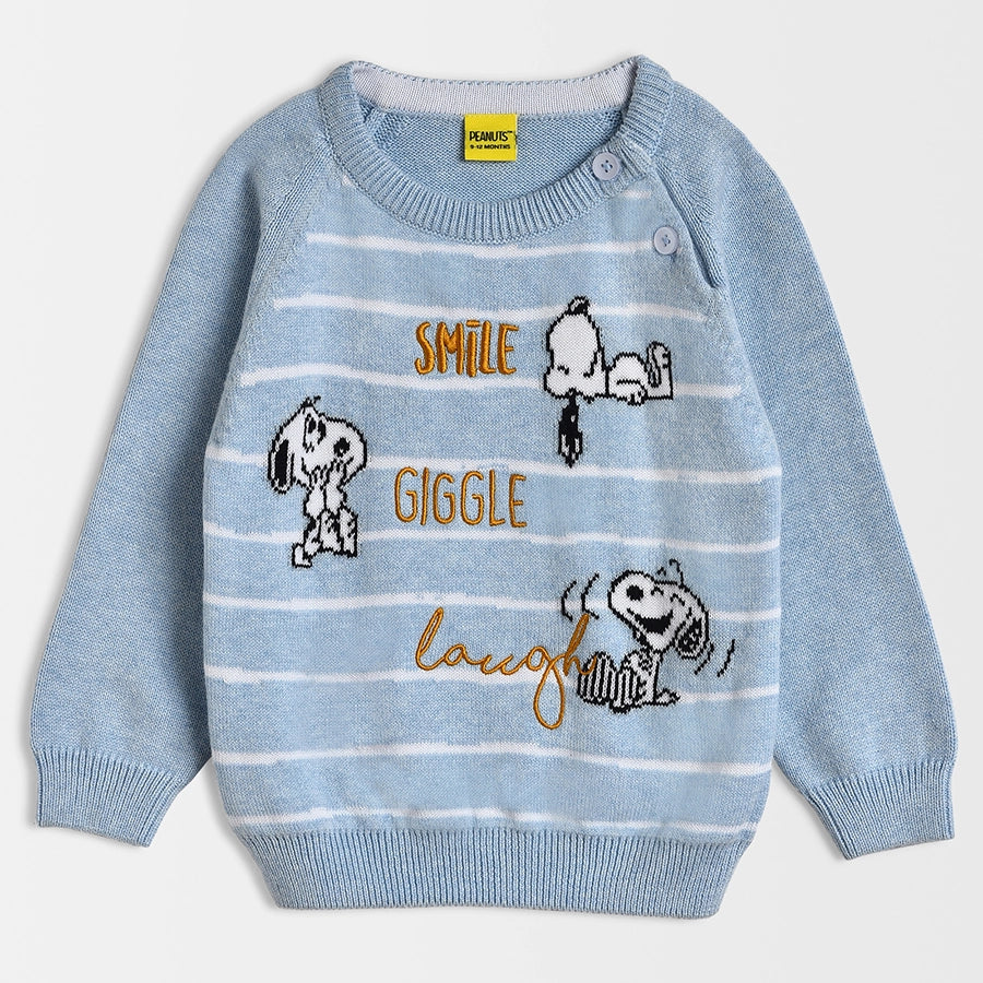 Peanuts™ Snoopy Knitted Melange Sweater Blue Transparent Opaque Sheer