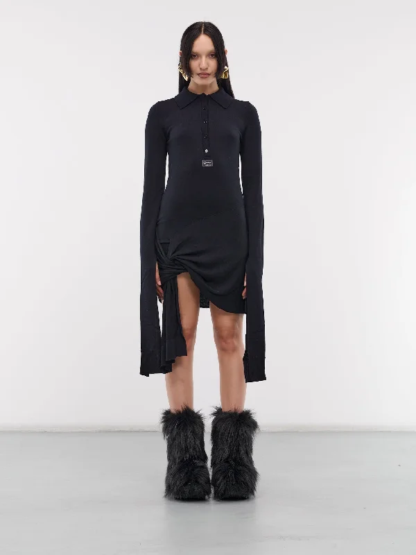 Knotted Sleeved Dress (COPML112Y1001-BLUE)