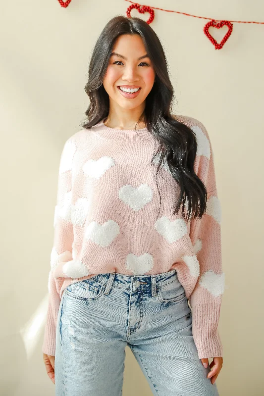 FINAL SALE - Easily Loved Heart Sweater Ribbed Striped Patterned