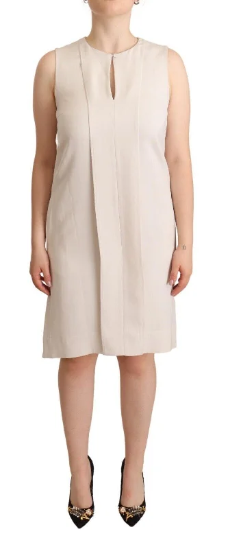 Peserico Chic Beige Sleeveless Shift Women's Dress