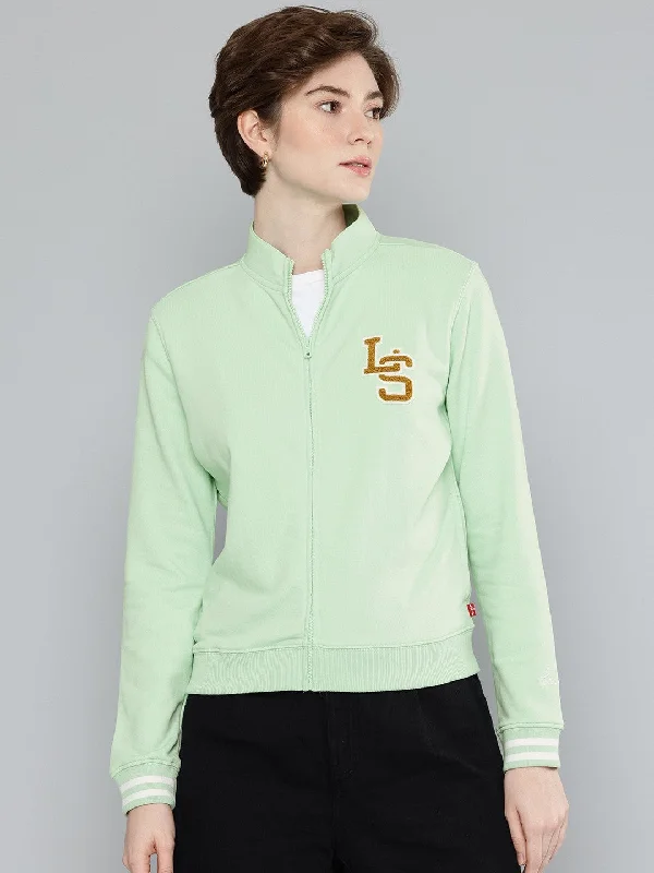 Women's Patchwork Light Green Hooded Sweatshirt Hoodie with Hem Elastic Stretchable Comfortable Women's Patchwork Light Green Hooded Sweatshirt Hoodie with Hem Elastic Stretchable Comfortable
